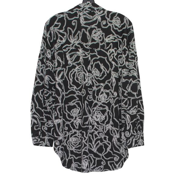 NWT Top Floral Dark Academia Cottage Romantic Goth Oversize Button Black Medium - Picture 2 of 7